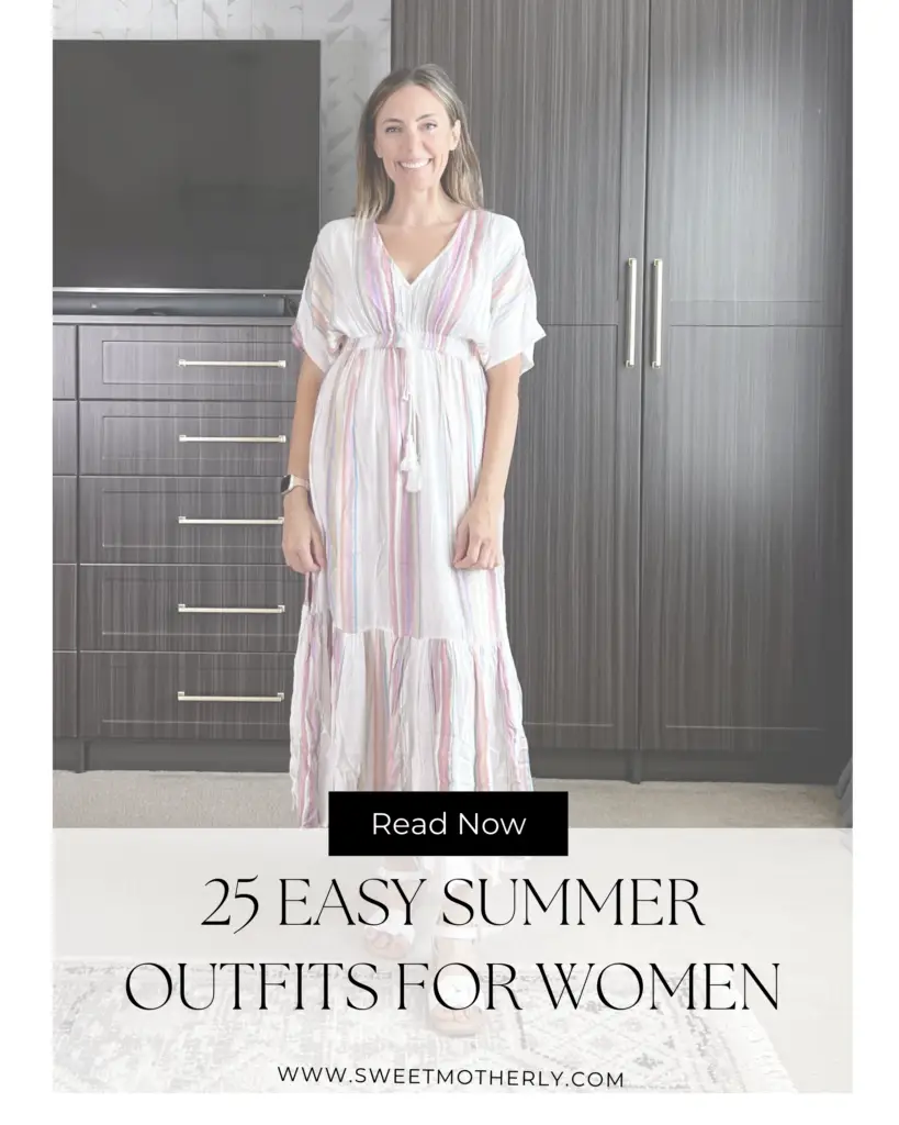 Screenshot 2024-06-07 at 114510 AM - Sweet Motherly A woman standing in front of a closet wearing a dress.